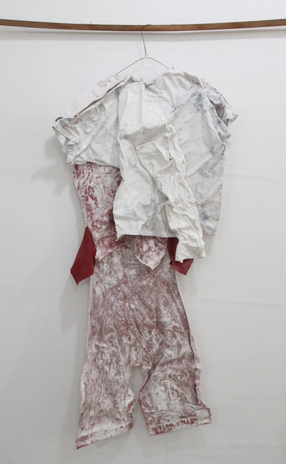studio documentation - ghosts - textile remnants stiffened with plaster - Zoe bilgeri and Edwin Boye/ 2025/ Accra