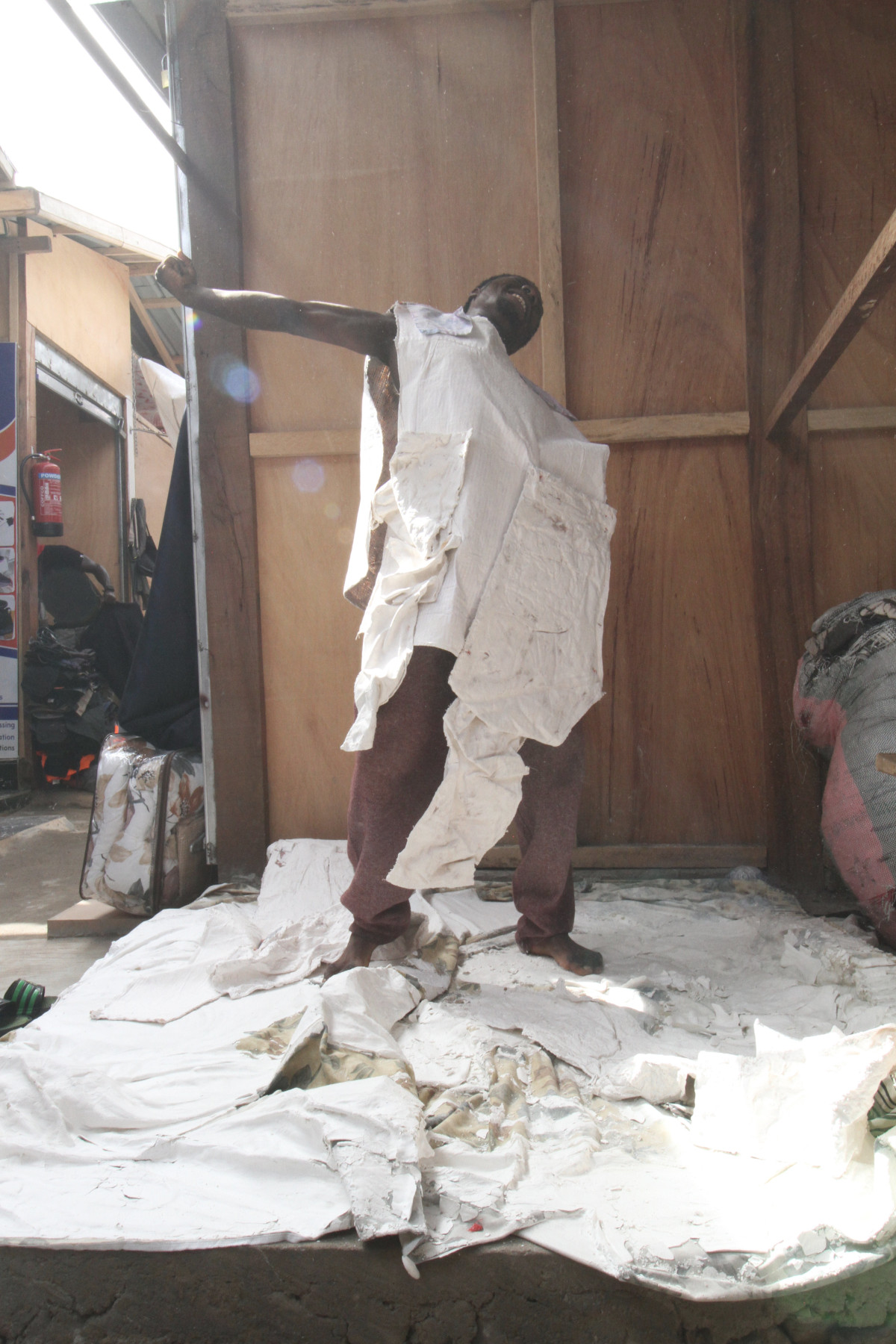 one ghost - textile remnants stiffened with plaster - Zoe bilgeri and Edwin Boye/ 2025/ Accra - Kantamanto